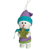 Snowman of colorful color with a gold star for hanging 9 cm