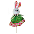 Bunny made of fabric green-pink skirt recess 10 cm + skewers
