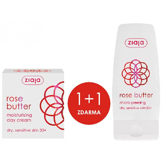 Ziaja Rose Flower moisturizing day cream 50 ml + peeling with microgranules 60 ml, duopack