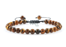 Tiger eye bracelet natural stone hand knitted, adjustable size, ball 6 mm, sun and earth stone, brings luck and wealth
