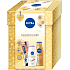 Nivea Golden Care Black & White Silky Smooth antiperspirant 50 ml + Shea Butter shower gel 250 ml + Q10 firming tinted body lotion 400 ml + Labello Caring Beauty colour lip balm Nude 5.5 ml, cosmetic set for women