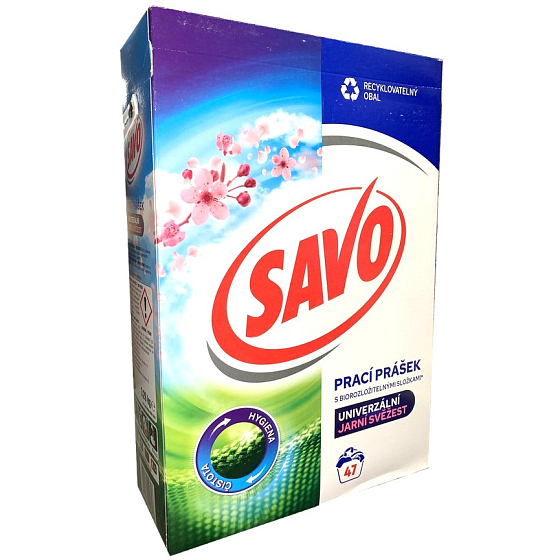 Savo Spring freshness washing powder for white and coloured clothes 47 doses 3,29 kg
