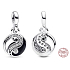 Charm Sterling Silver 925 Yin and Yang - Mini Medallion Shimmering, Pendant Bracelet Symbol