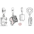 Charm Sterling silver 925 Suitcase opening, travel bracelet pendant