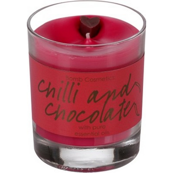 Bomb Cosmetics Chilli and Chocolate Glass Candle Scented natural, handmade candle in glass burns for up to 35 hours