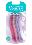 Gillette Venus 3 Colors razor with lubricating strip 3 colours, 3 pieces for women