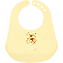 Canpol babies Happy Animals Plastic bib with a large pocket that holds the remains of food, for children from 12 months 1 piece