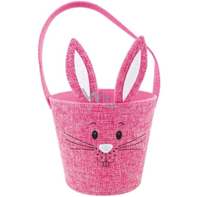 Textile basket bunny with pink ears 15 x 12 cm