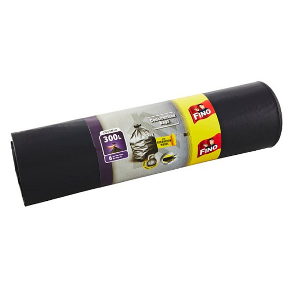 Fino Construction Bags black waste bags, 70 µ, 300 liters, 135 x 146 cm, 6 pieces