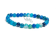 Agate blue lake bracelet elastic natural stone, ball 6 mm / 16 - 17 cm