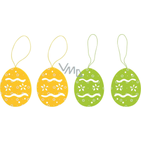 Egg for hanging yellow-green 7 cm 4 pieces in bag