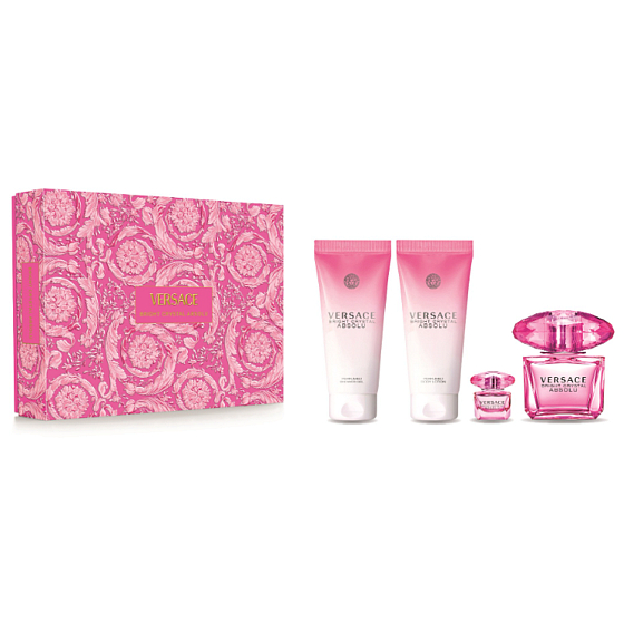 Versace Bright Crystal Absolu Eau de Parfum 90 ml + Body Lotion 100 ml + Shower Gel 100 ml + Miniature Eau de Parfum 5 ml, Gift Set for Women