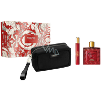 Versace Eros Flame Eau de Parfum 100 ml + travel spray 10 ml + cosmetic bag, gift set for men