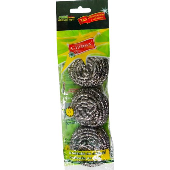 Clanax Stainless Steel Scrubber 3 pieces, 15 g
