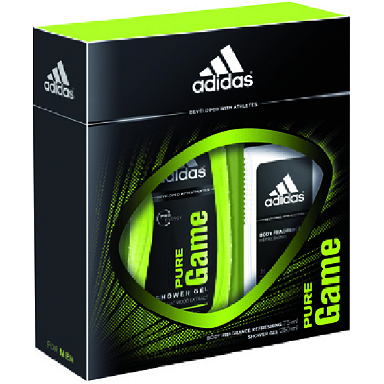 Adidas Pure Game perfumed deodorant glass for men 75 ml + shower gel 250 ml, cosmetic set