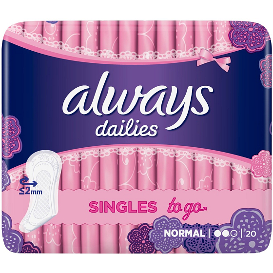 Always Dailies Singles To Go Normal panty liners 20 pieces
