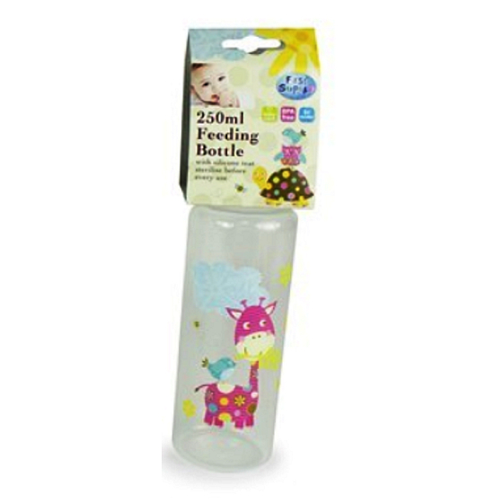 First Steps Patchwork 0+ baby bottle Pink Giraffe 250 ml
