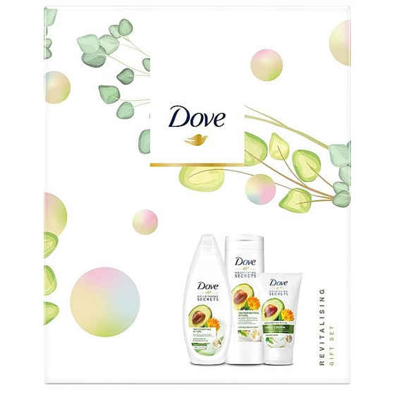 Dove Nourishing Secrets Stimulating Ritual Avocado oil + marigold extract shower gel 250 ml + body lotion 250 ml + hand cream 75 ml, cosmetic set