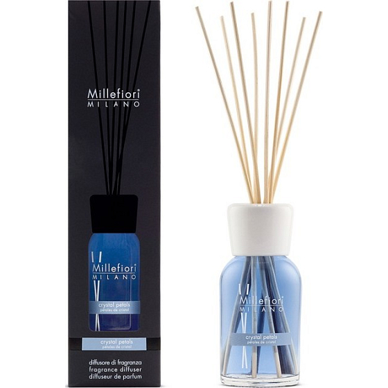 Millefiori Milano Natural Crystal Petals - Crystal leaves Diffuser 250 ml + 8 stalks 30 cm long for medium-sized spaces lasts at least 3 months