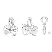 Sterling Silver 925 Heart Pendants Mother and daughter - double heart, 2in1 pendant for bracelet family