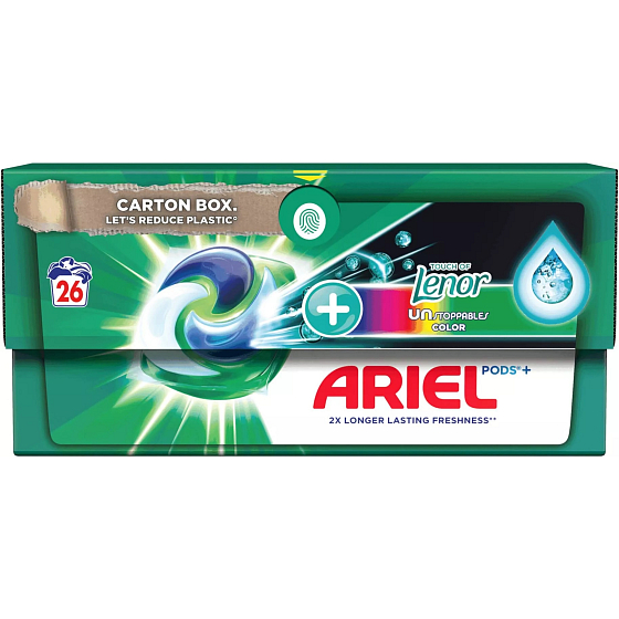 Ariel All in1 Pods + Lenor Unstoppables Color gel capsules for washing coloured laundry long-lasting fragrance 26 pieces