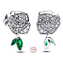 Charm Sterling silver 925 Rose in bloom, bead on bracelet nature