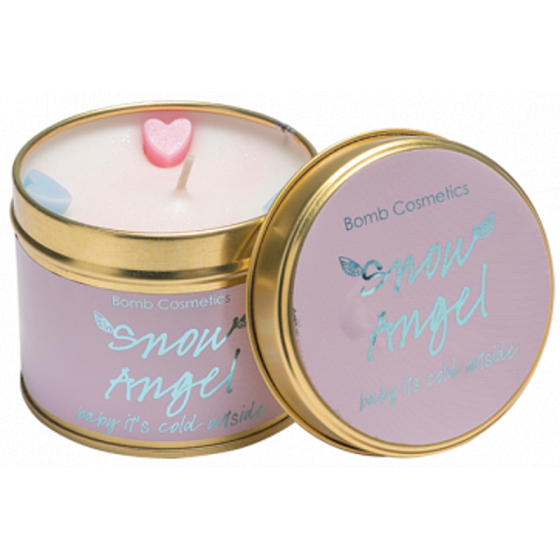 Bomb Cosmetics Snow Angel Scented natural, handmade candle in a tin jar burns up to 35 hours