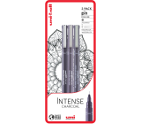 Uni Pin Intense Charcoal Set of drawing liners with special ink 0,1/0,5 mm/brush Dark grey 3 pieces