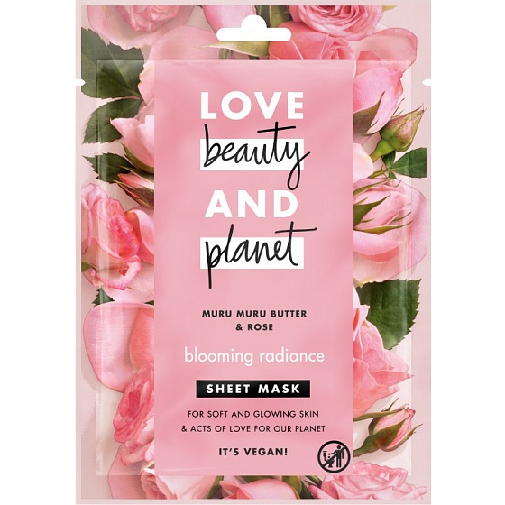 Love Beauty & Planet Murumur Butter and Rose Textile Face Mask for brightening skin 21 ml 1 piece