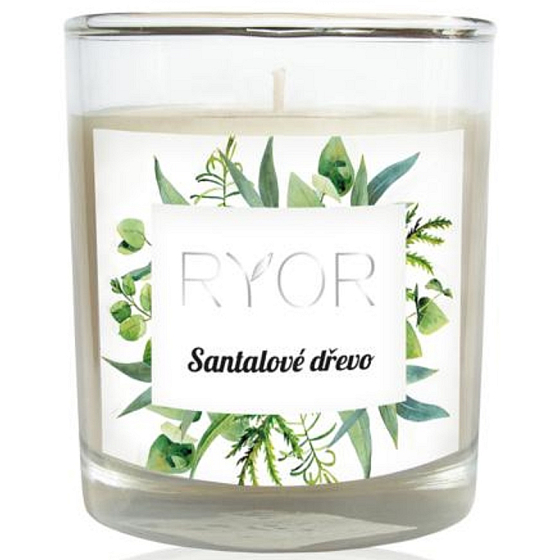 Ryor Sandalwood soy scented candle small burns up to 18 hours 65 g