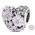 Charm Sterling silver 925 Poetic flowers heart bead on bracelet love