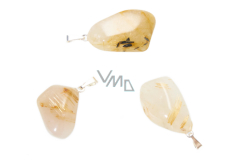 Crystal with rutile Trommel pendant natural stone M, approx. 3 cm, stone of stones