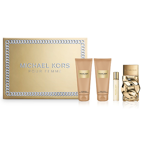 Michael Kors Pour Femme Eau de Parfum 100 ml + Body Lotion 100 ml + Shower Gel 100 ml + Eau de Parfum 10 ml Miniature, Gift Set for Women