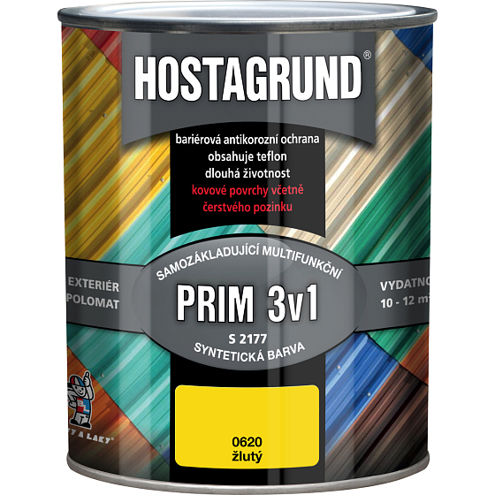 Hostagrund Prim 3v1 S2177 base and top coat for metal, 0620 yellow, 600 ml