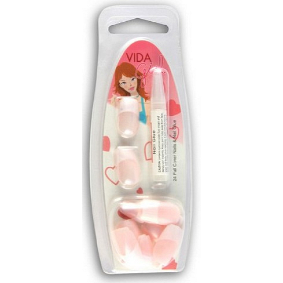 Diva & Nice Vidanail Girl artificial nails French manicure 24 pieces + glue 1 piece