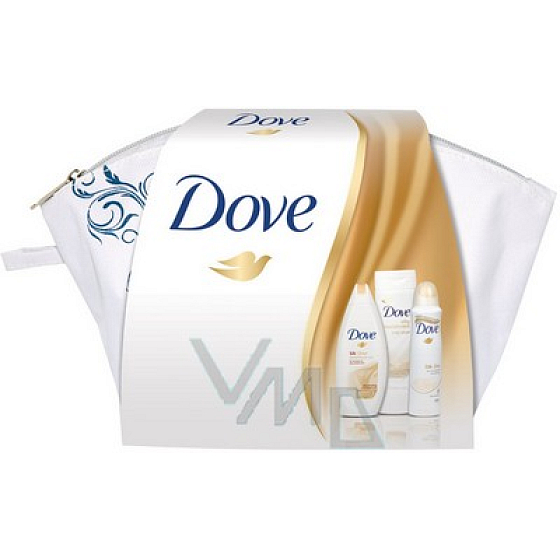 Dove Silk deodorant spray 150 ml + shower gel 250 ml + body lotion 250 ml + bag, cosmetic set