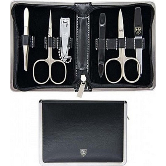Kellermann 3 Swords Luxury manicure 6 pieces Articial Leather Black made of high quality artificial leather Black 5217 PN