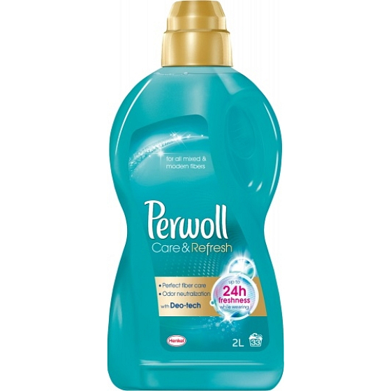 Perwoll Care & Refresh washing gel for synthetic and mixed fabrics, captures and neutralizes unwanted odors directly in the fabric 33 doses 2 l