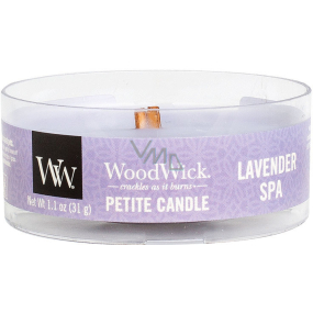 WoodWick Lavender Spa - Lavender bath scented candle with wooden wick petite 31 g