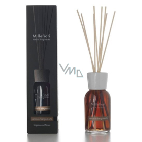 Millefiori Milano Natural Sandalo Bergamotto - Sandalwood and Bergamot Diffuser 100 ml + 7 stalks 25 cm long for smaller spaces lasts 5-6 weeks