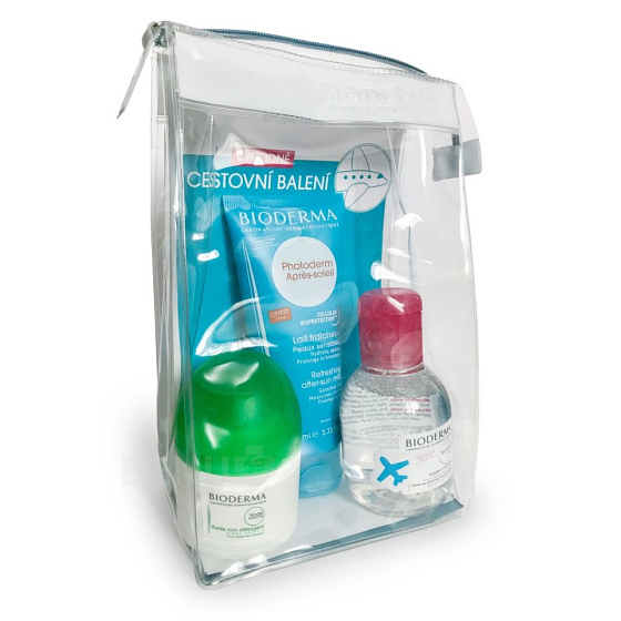 Bioderma Photoderm After Sun After Sun Body Lotion 100 ml + Nodé fluid gentle detergent shampoo 50 ml + Sensibio H2O make-up micellar water 100 ml, cosmetic travel set