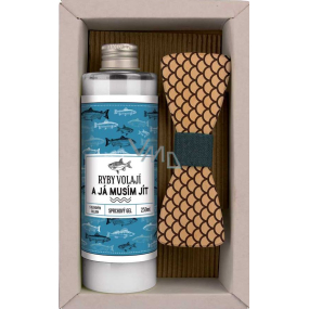 Bohemia Gifts Fisherman Olive oil shower gel 250 ml + wooden bow tie, cosmetic set