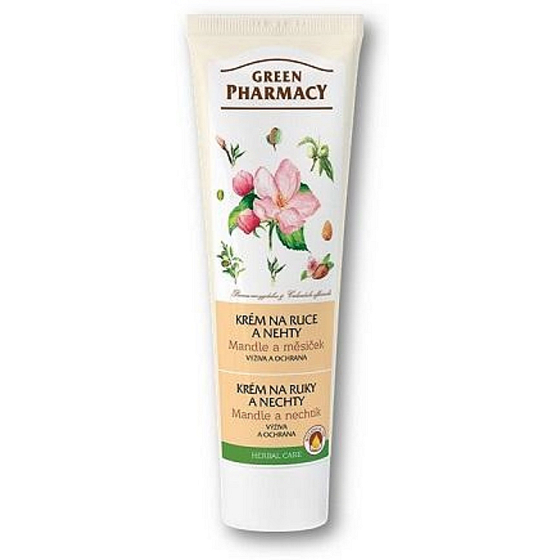 Green Pharmacy Almonds and Marigold nutrition and protection cream for hands and nails 100 ml