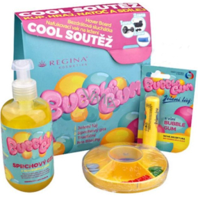 Regina Bubble Gum shower gel with chewing gum scent 500 ml + Bubble Gum deer tallow with chewing gum scent 4.5 g + Fleas traditional game for children, cosmetic set