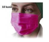 Veil 3 layers protective medical non-woven disposable, low breathing resistance 10 pieces pink