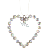 Metal hanging heart with stones 9 cm