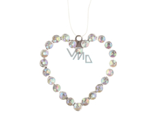 Metal hanging heart with stones 9 cm