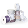 Ditipo Fabric ribbon with wire white with stars 3 mx 25 mm
