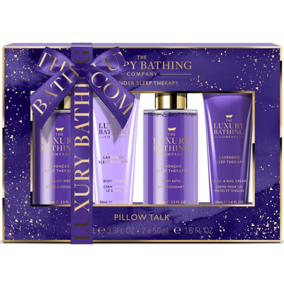 Grace Cole Lavender Sleep Therapy scented pillow spray 100 ml + bath foam 100 ml + hand and nail cream 50 ml + body cream 50 ml, cosmetic set for women