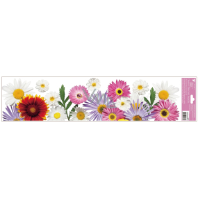 Window film without adhesive stripes flowers coloured and purple 64 x 15 cm